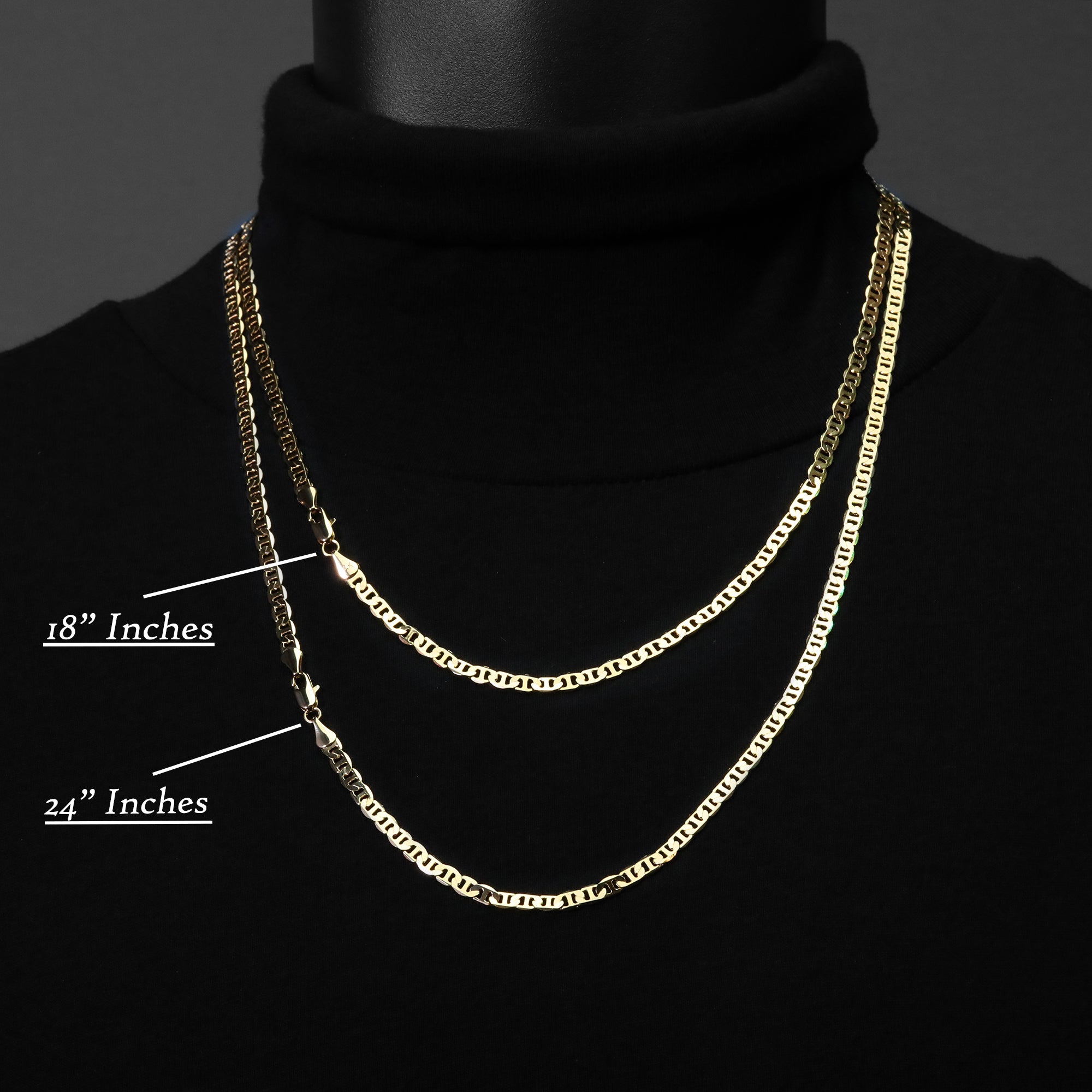 Sharp Cross Pendant Mariner Chain 20" Gold Plated