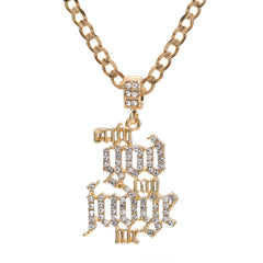 Only God Can Judge Me Pendant Cubic-Zirconia Gold Plated 18" Cuban Chain