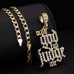 Only God Can Judge Me Pendant Cubic-Zirconia Gold Plated 18" Cuban Chain
