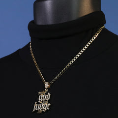 Only God Can Judge Me Pendant Cubic-Zirconia Gold Plated 18" Cuban Chain