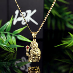 Santa Barbara Pendant Red Stone Mariner Chain 20" Gold Plated