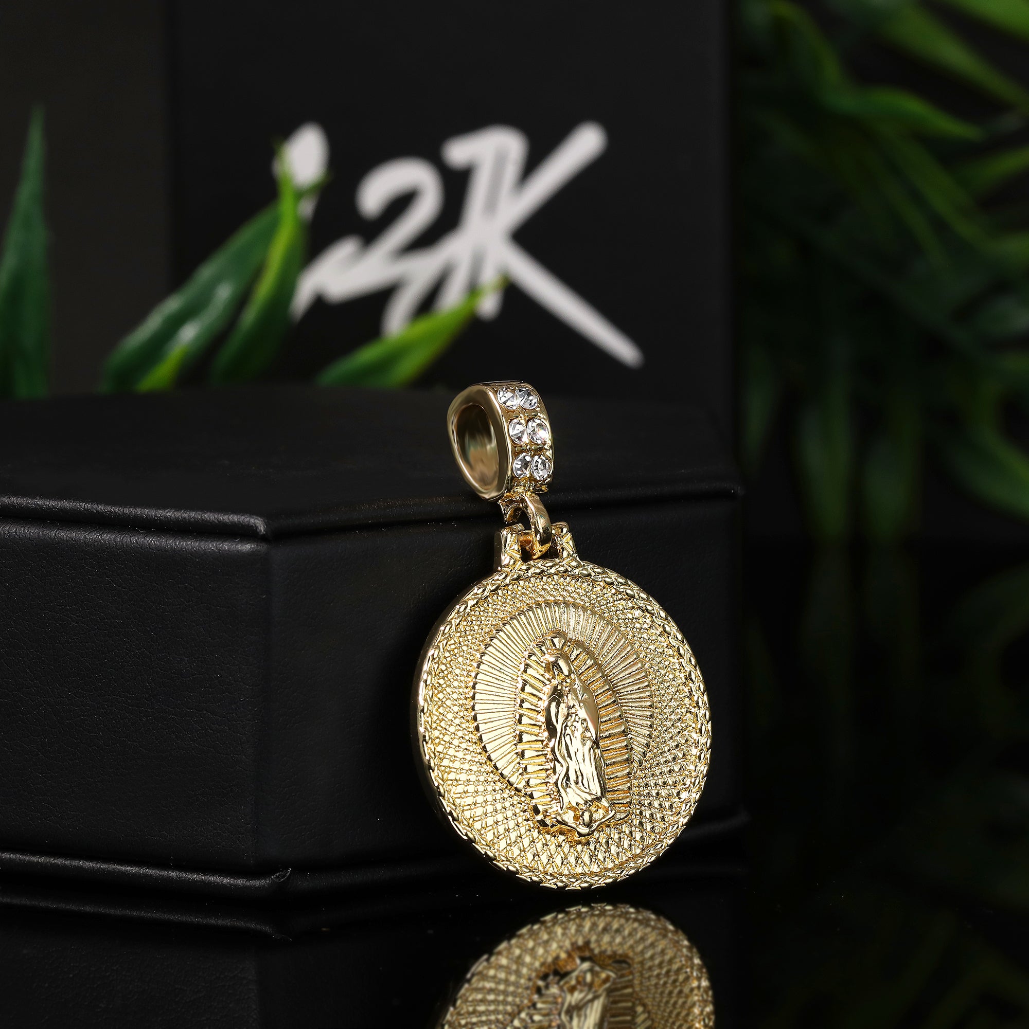 Jesus Anchor & Catholic Mary Pendant Gold Plated 24, 30 Rope Chain Cubic-Zirconia