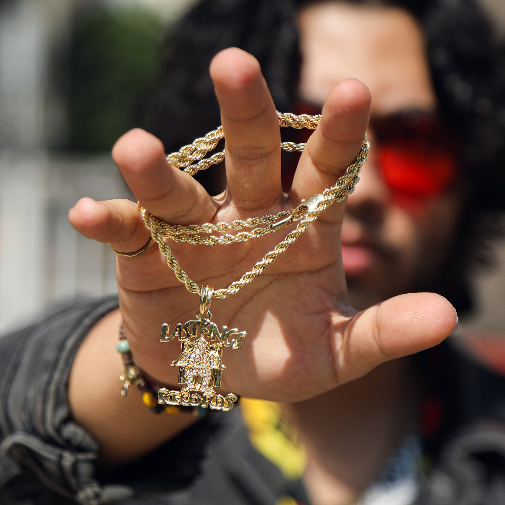 last King Iced Pendant 18K 24" Rope Chain Hip Hop Jewelry