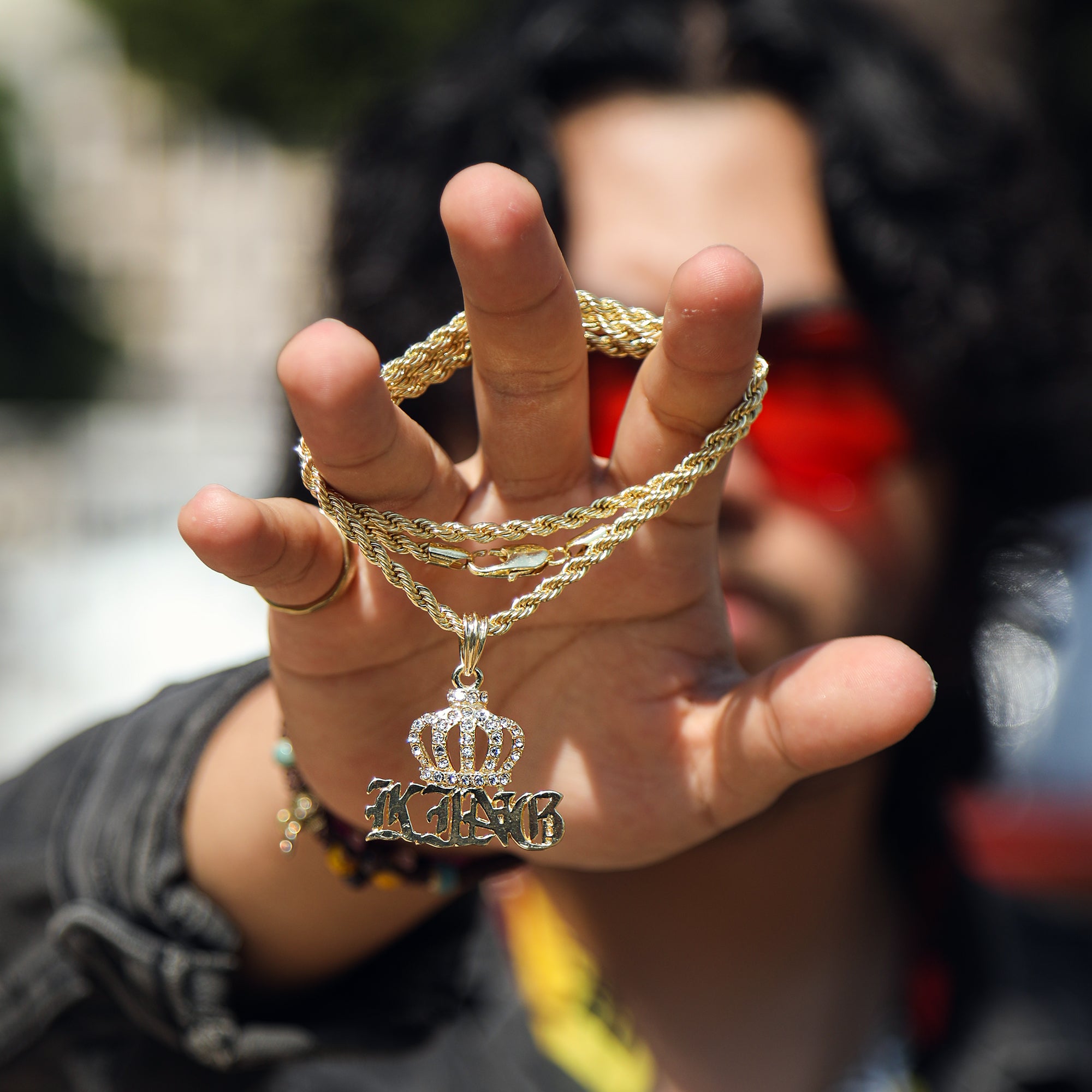 King Crowned Pendant 18K 24" Rope Chain Hip Hop Jewelry