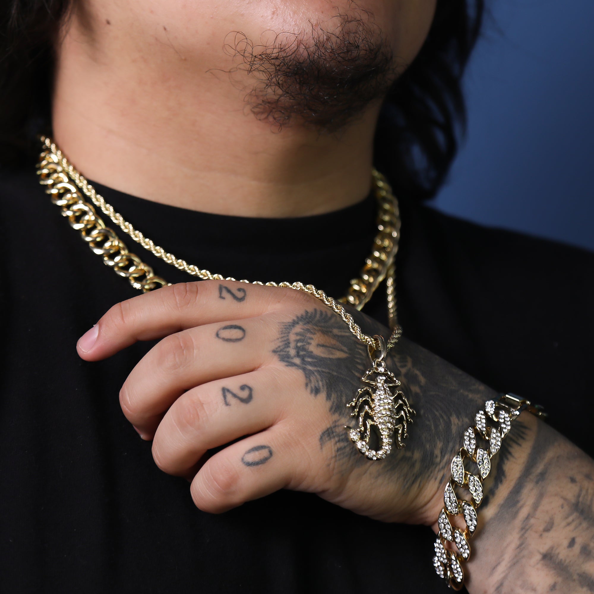 Cz Scorpion Pendant 24" Rope Chain Hip Hop 18k Jewelry Necklace