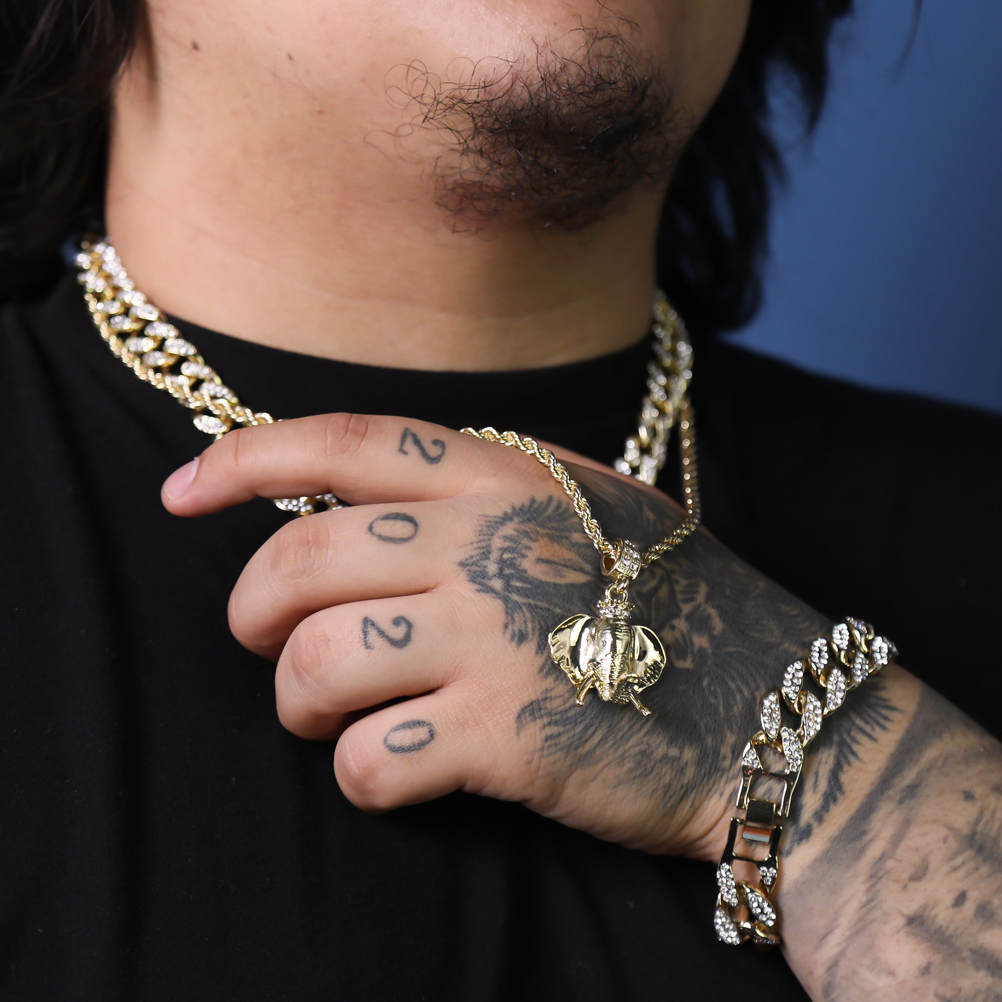 Cz Mammoth Pendant 24" Rope Chain Hip Hop 18k Jewelry Necklace