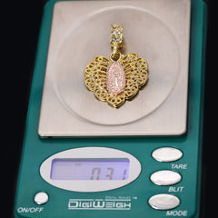 Jesus Anchor & Catholic Heart Mary Pendant Gold Plated 24 30 Rope Chain Cubic-Zirconia