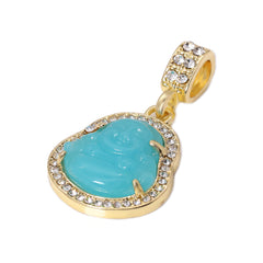 14k Gold Plated Light Blue, Light Purple Buddha 3 Pendant Cubic-Zirconia 30 30 24 Cuban Chain