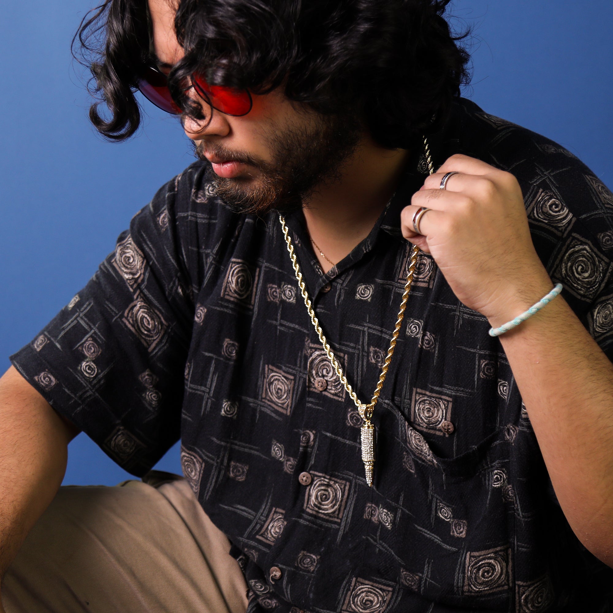 Bullet Ak Iced Out Pendant 30" Rope Chain Hip Hop Style 18k Gold Plated