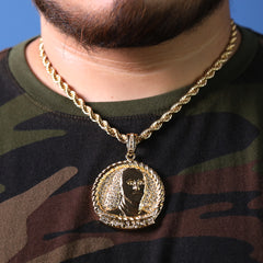 $100 Benjamin Medallion Pendant 20" Rope Chain Hip Hop Style 18k Gold Plated