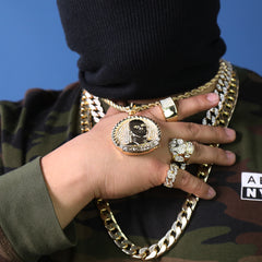 $100 Benjamin Medallion Pendant 20" Rope Chain Hip Hop Style 18k Gold Plated