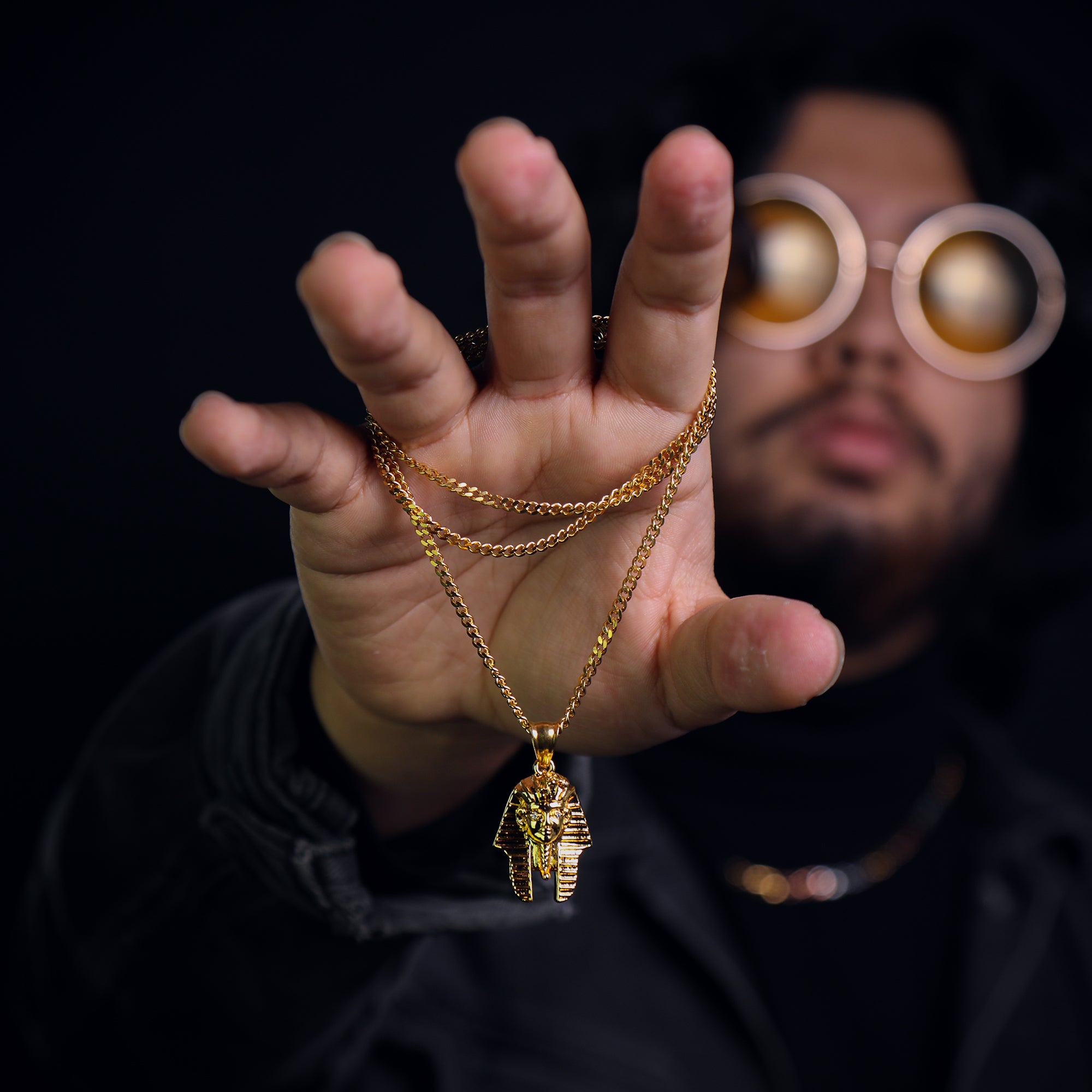 Pharaoh Pendant 24" Cuban Chain Hip Hop Style 18k Gold Stainless Steel