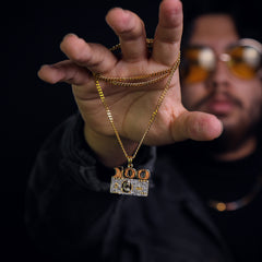 100 Dollar Bill Pendant 24" Cuban Chain Hip Hop Style 18k Gold Stainless Steel