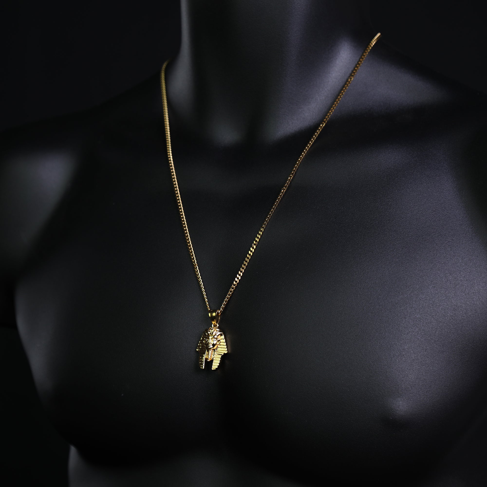 Pharaoh Pendant 24" Cuban Chain Hip Hop Style 18k Gold Stainless Steel