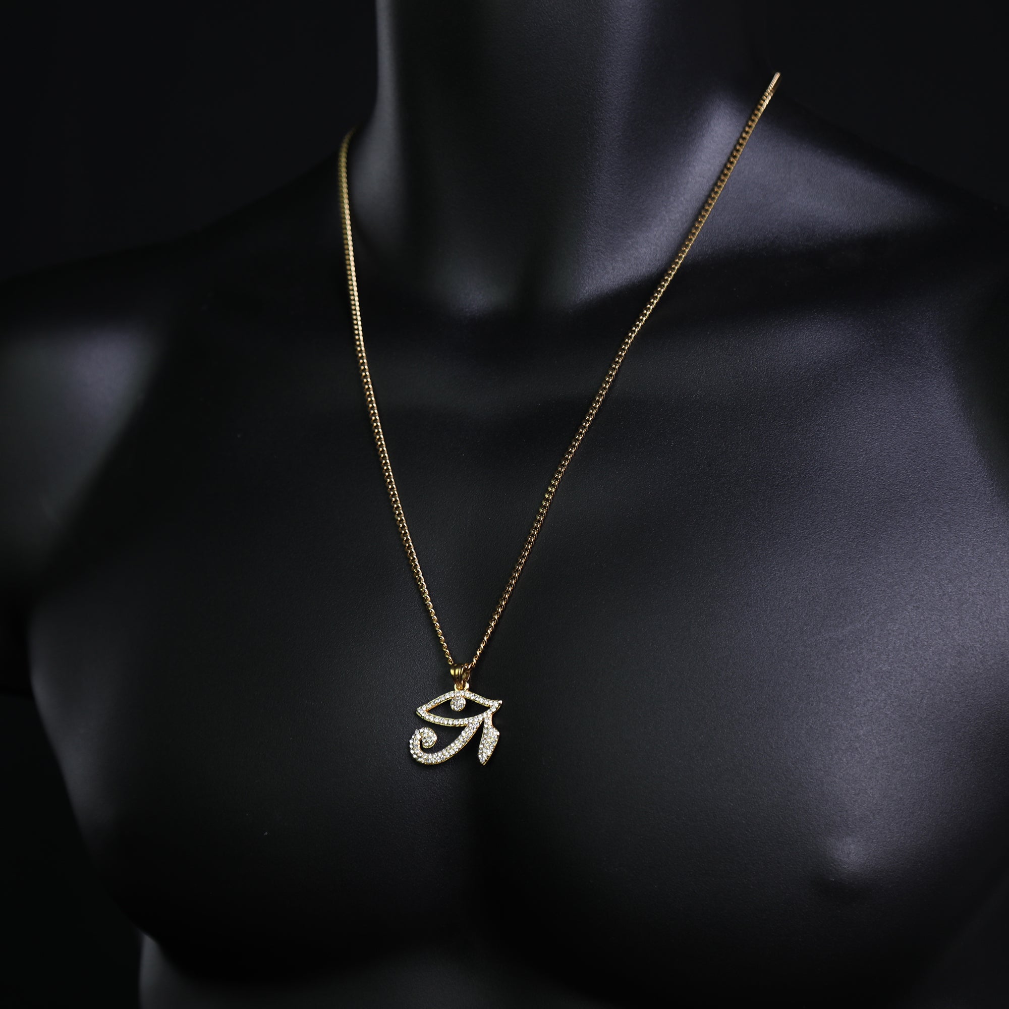 Eye Of Raw Pendant 24" Cuban Chain Hip Hop Style 18k Gold Stainless Steel