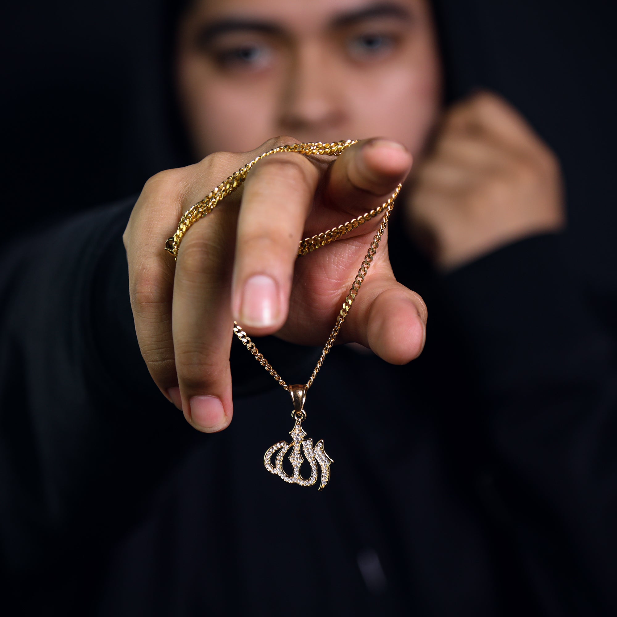 Allah Pendant 24" Cuban Chain Hip Hop Style 18k Gold Stainless Steel