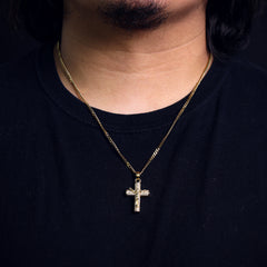 012 Jesus Cross Pendant 24" Cuban Chain Hip Hop Style 18k Gold Stainless Steel