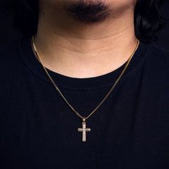 012 Cross Pendant 24" Cuban Chain Hip Hop Style 18k Gold Stainless Steel