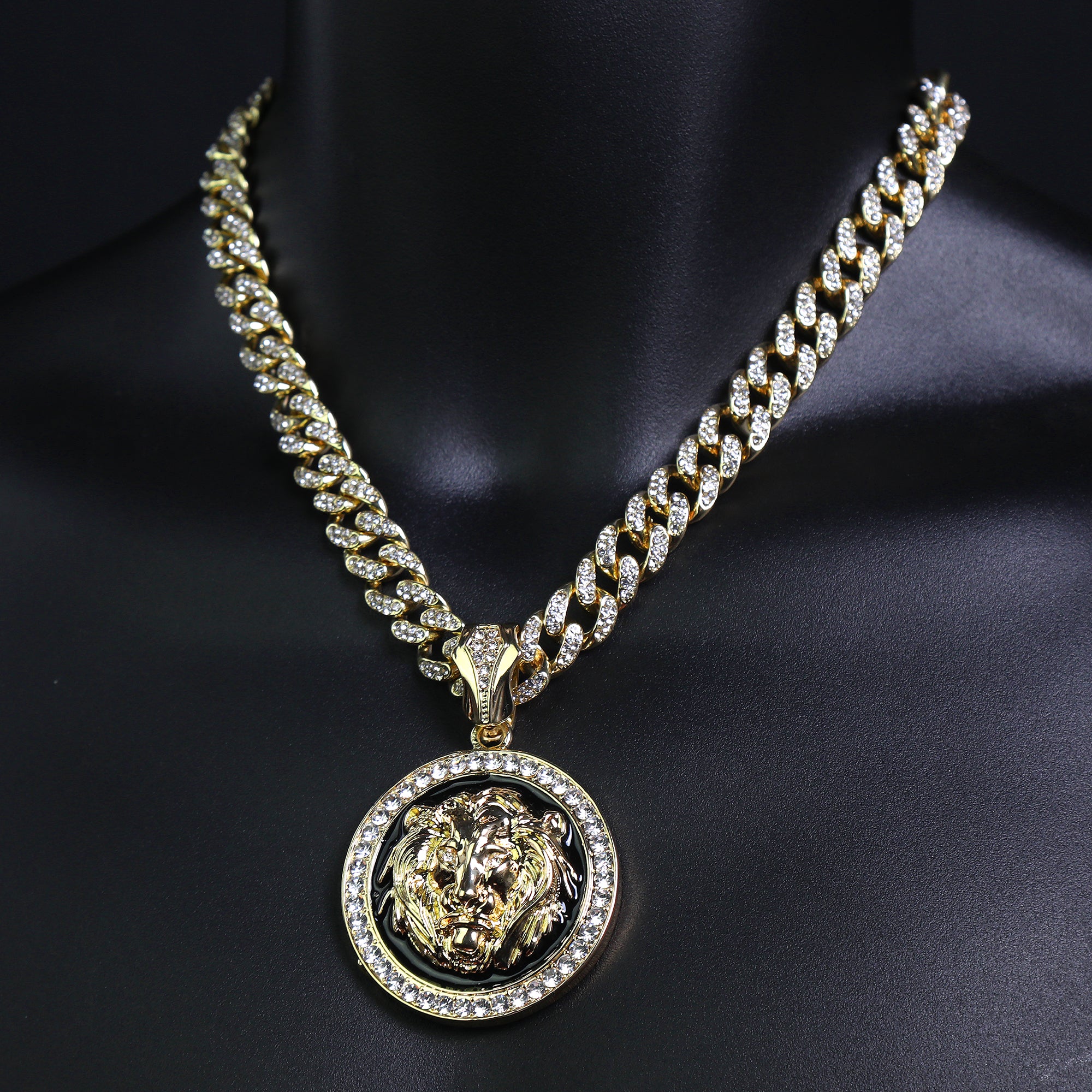 Lion Face Pendant & Iced Cuban Chain | Men's Hip Hop Jewelry 18-24"