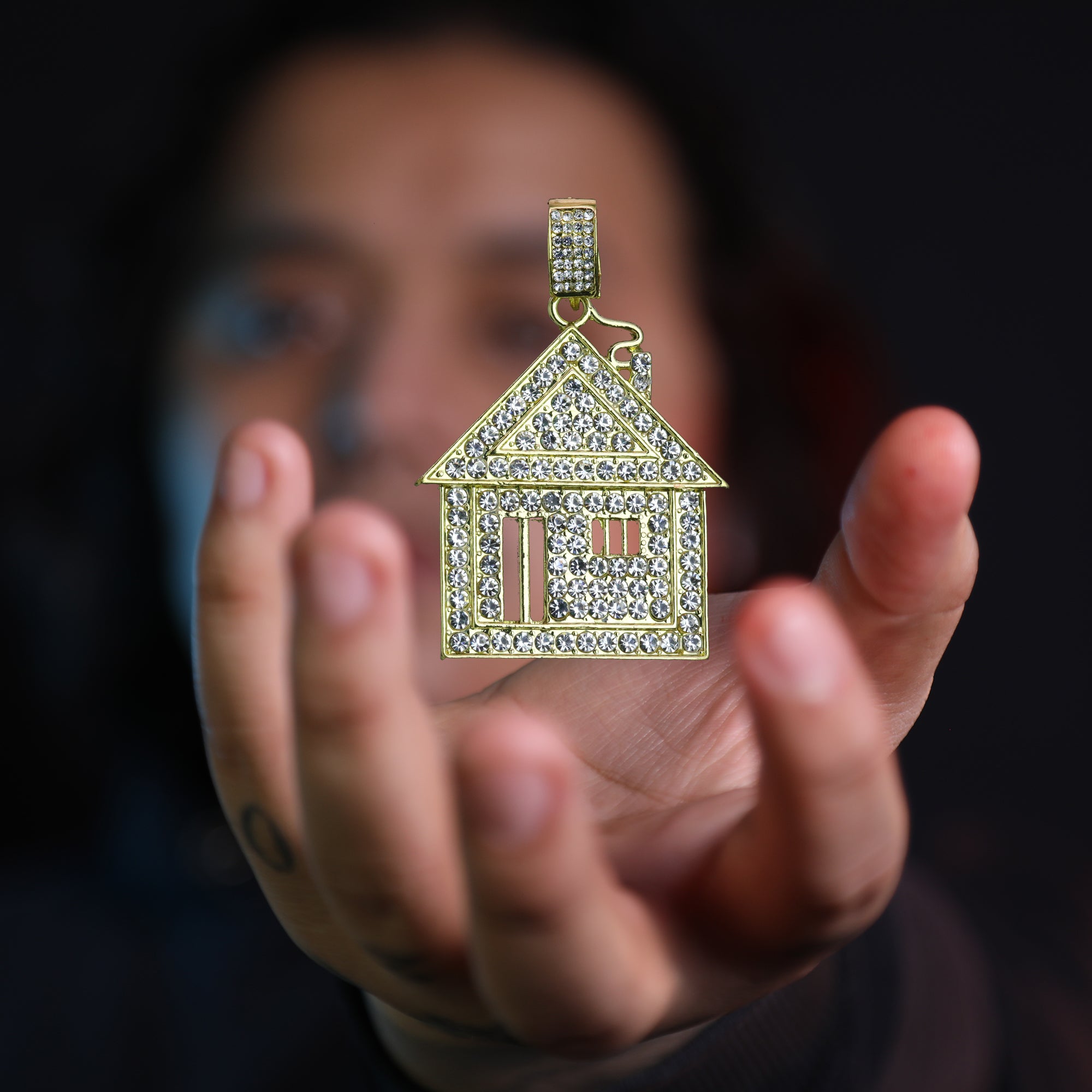 Iced Bando House Pendant Only Jewelry Hip Hop Style 18k Gold Plated