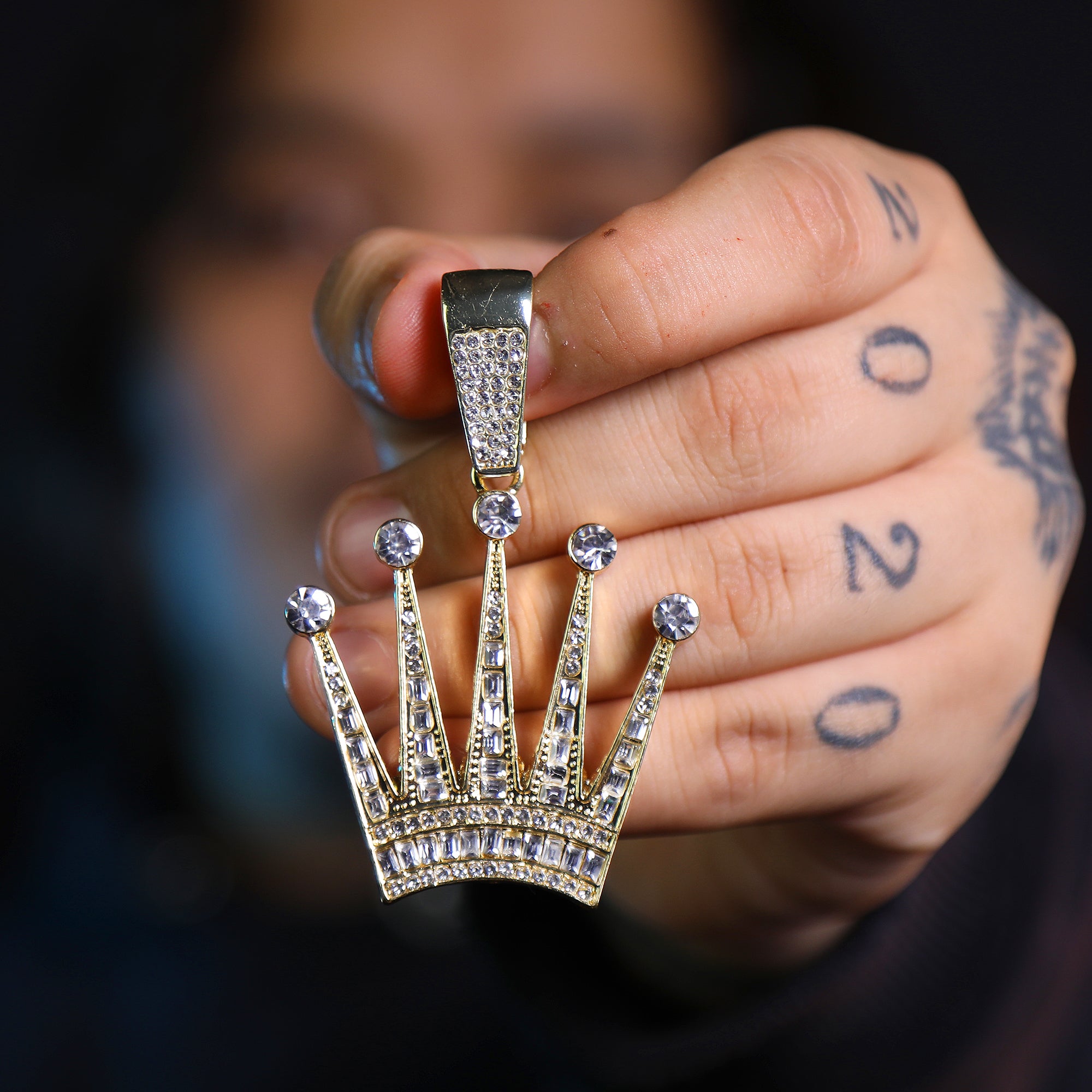Iced Crown Pendant Only Jewelry Hip Hop Style 18k Gold Plated