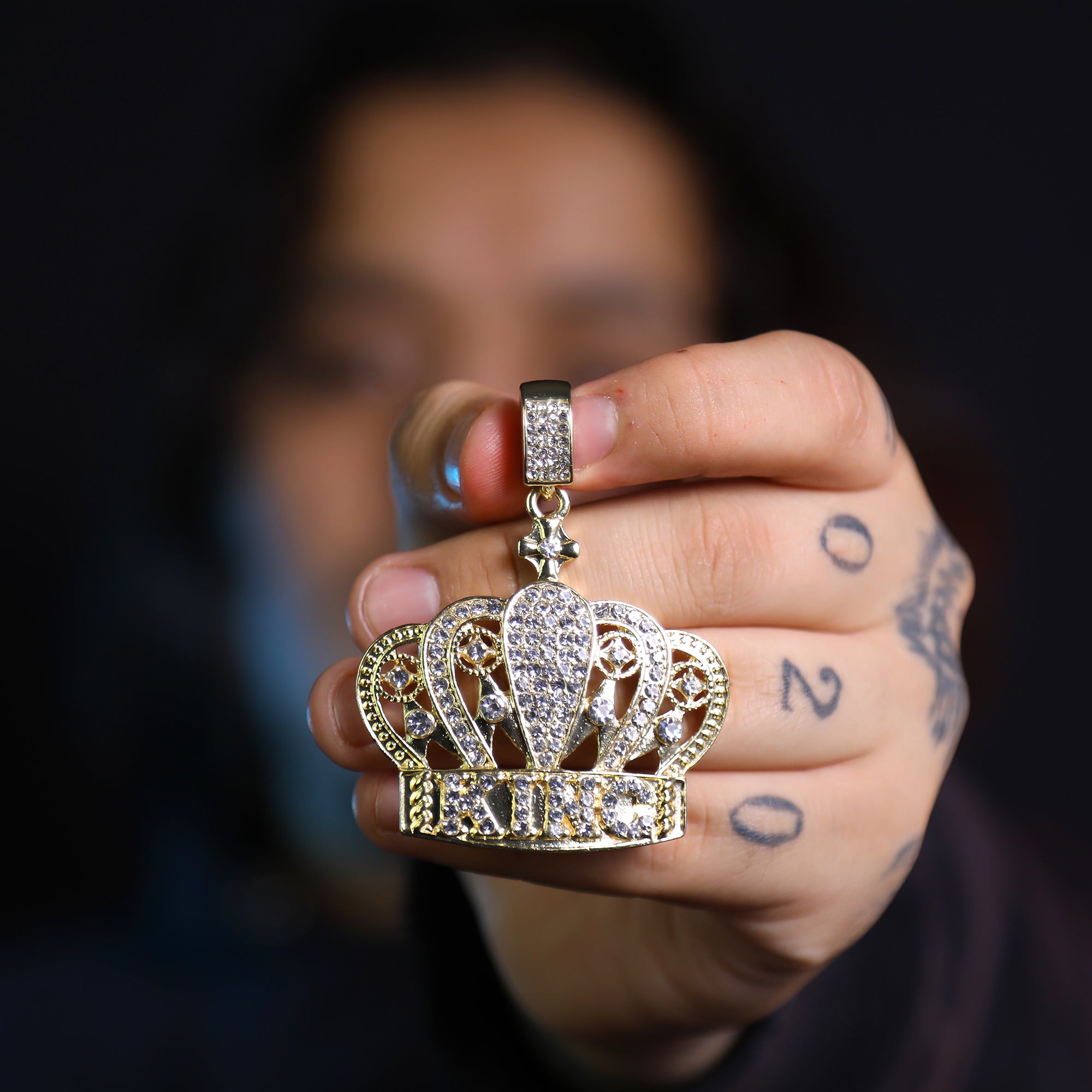Iced Crown King Pendant Only Jewelry Hip Hop Style 18k Gold Plated