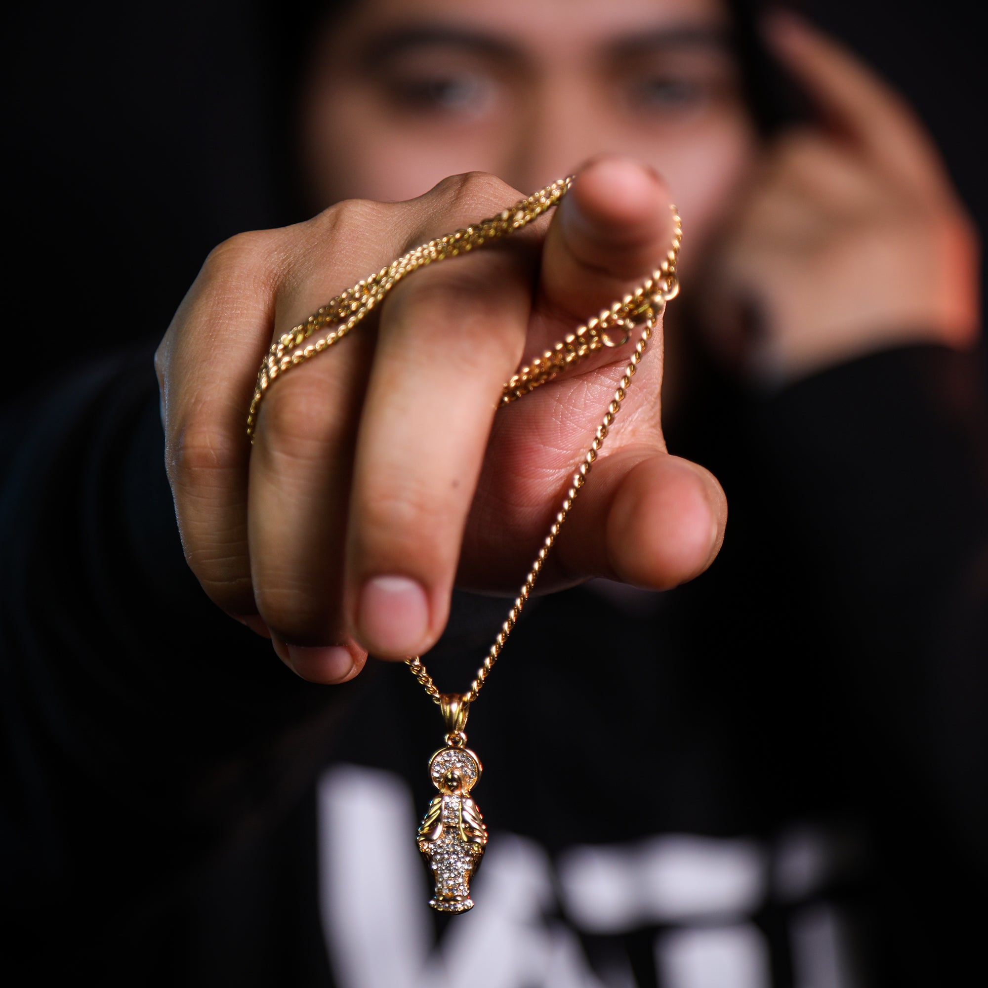 Mary Virgin Pendant 24" Cuban Chain Hip Hop Style 18k Gold Stainless Steel