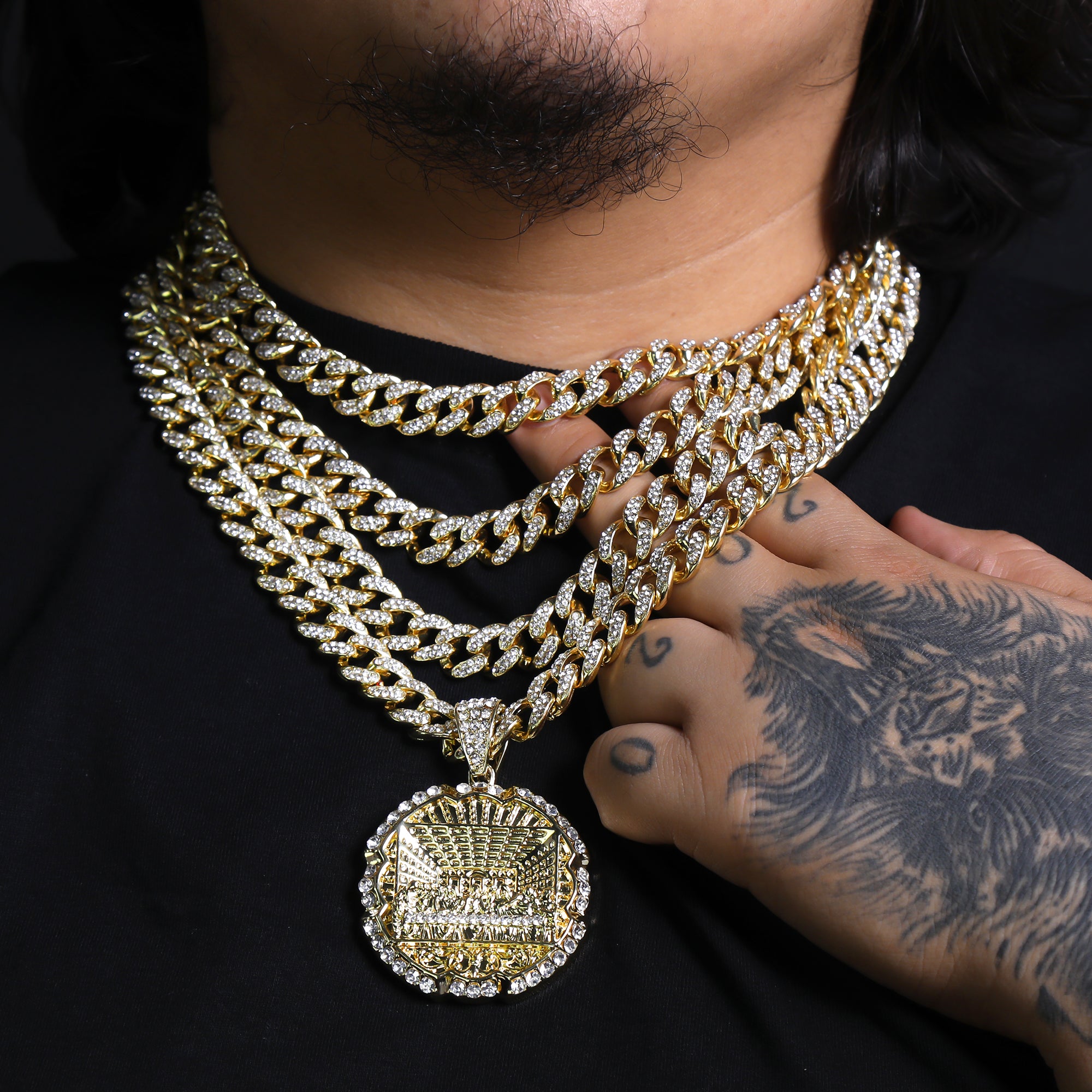 Iced Out Last Supper Pendant & Cuban Chain – Round Hip Hop Necklace 18"-24"