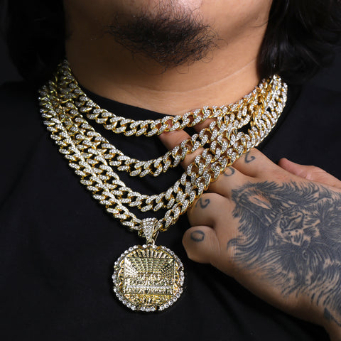 Iced Out Last Supper Pendant & Cuban Chain – Round Hip Hop Necklace 18"-24"