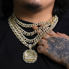 Iced Out Last Supper Pendant & Cuban Chain – Round Hip Hop Necklace 18"-24"