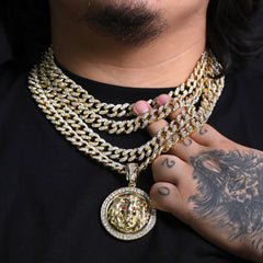 Red Eye Lion Pendant & Iced Cuban CZ Chain – 18"-24" Hip Hop Jewelry