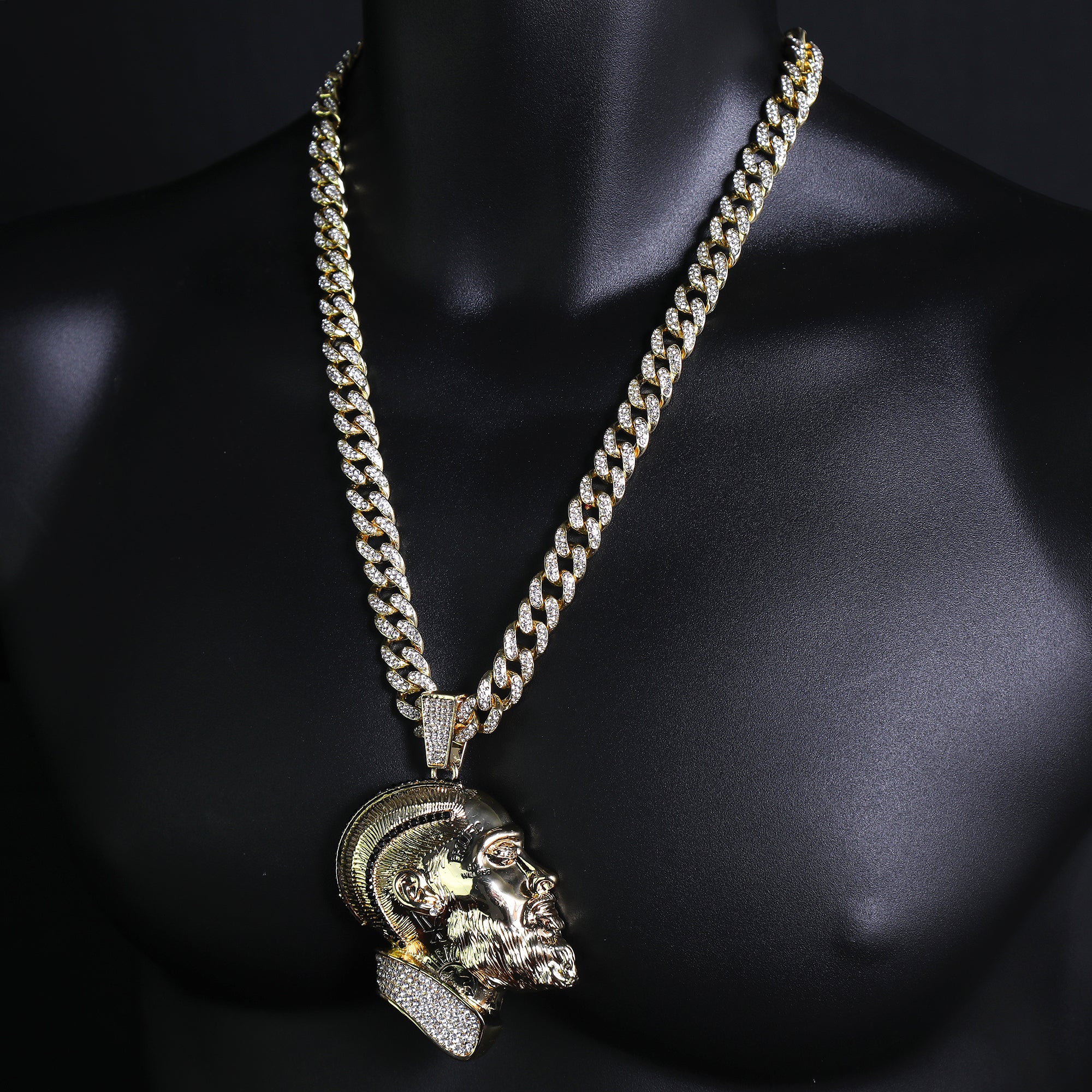 Nipsey Hussle 3D Face Pendant & Iced Cuban Chain – XXL Hip Hop Jewelry