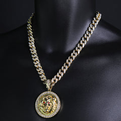 Red Eye Lion Pendant & Iced Cuban CZ Chain – 18"-24" Hip Hop Jewelry