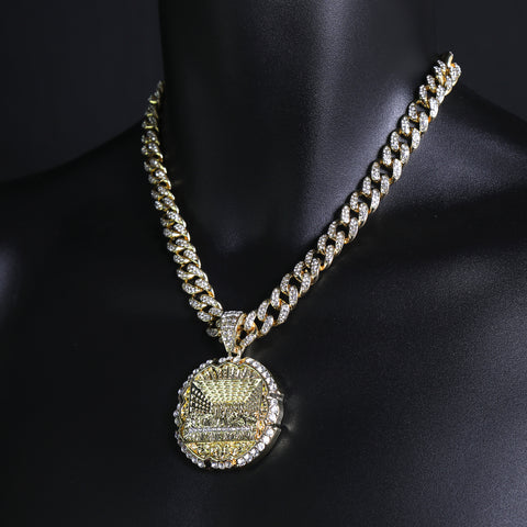 Iced Out Last Supper Pendant & Cuban Chain – Round Hip Hop Necklace 18"-24"