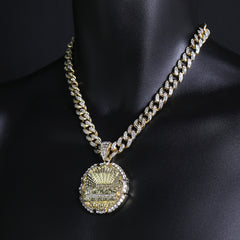 Iced Out Last Supper Pendant & Cuban Chain – Round Hip Hop Necklace 18"-24"