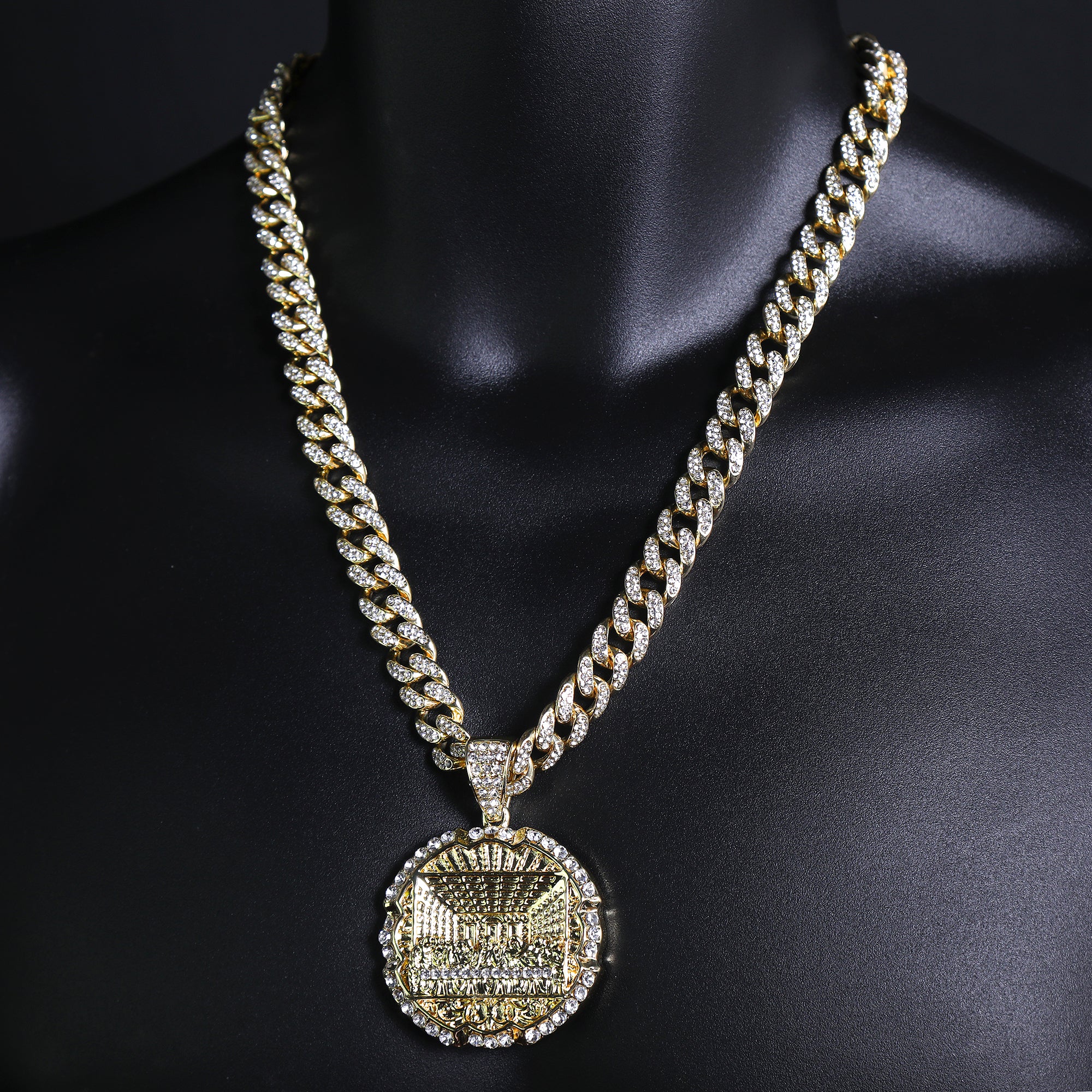 Iced Out Last Supper Pendant & Cuban Chain – Round Hip Hop Necklace 18"-24"