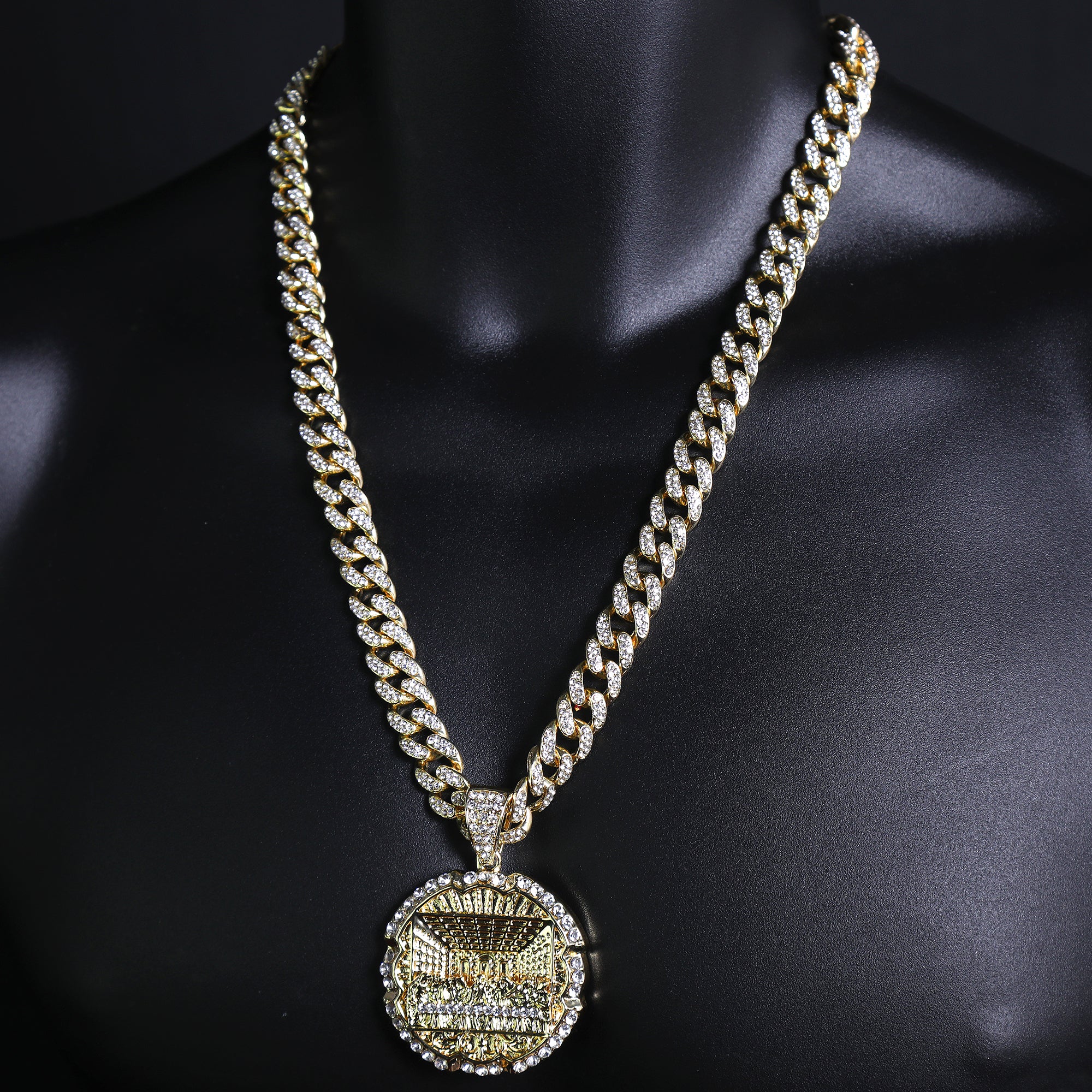 Iced Out Last Supper Pendant & Cuban Chain – Round Hip Hop Necklace 18"-24"