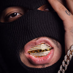 3 ROW 18k GOLD FULLY ICED TOP & BOTTOM GRILLZ