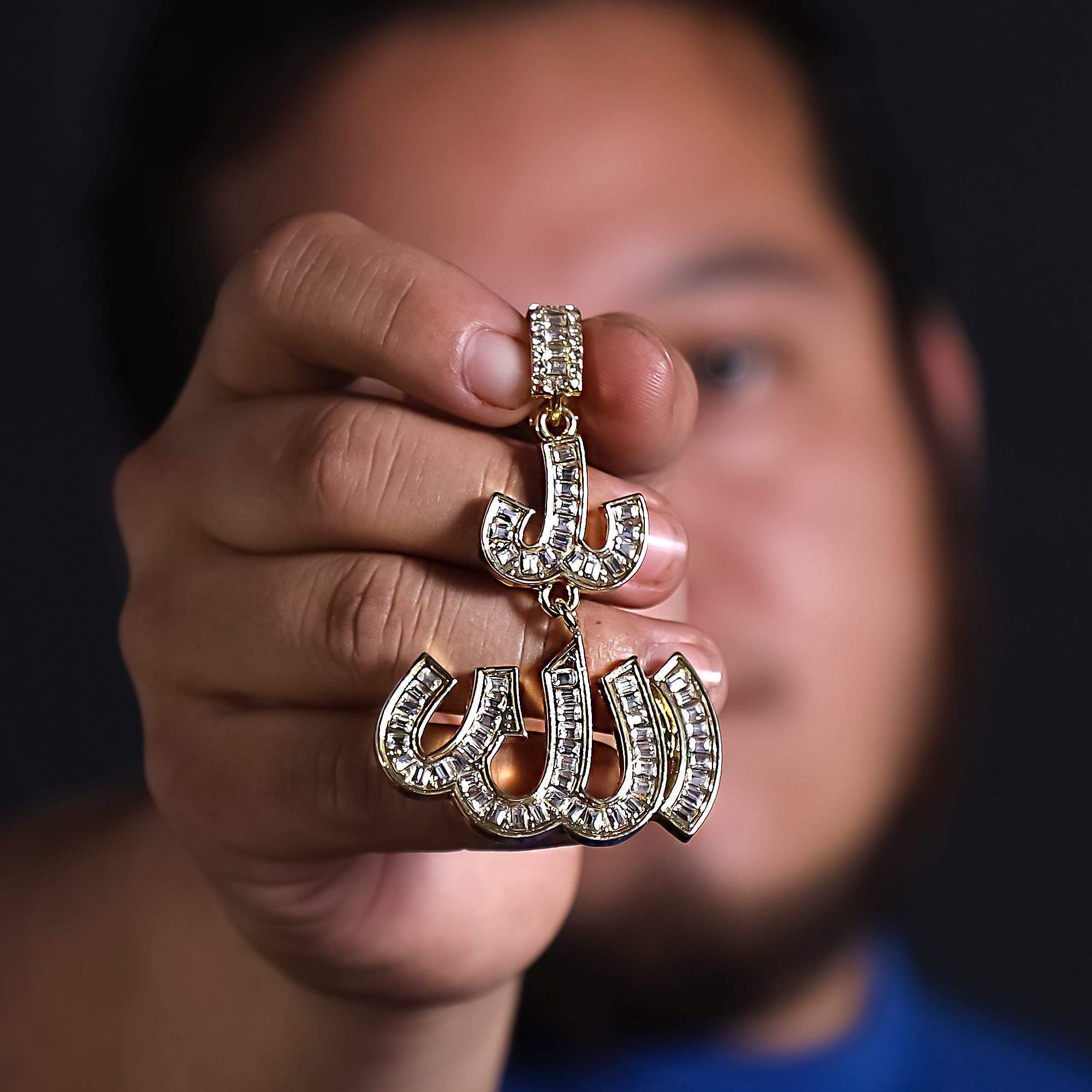 Hip Hop Iced Lab Diamond 18k Gold Plated Allah Charm Pendant