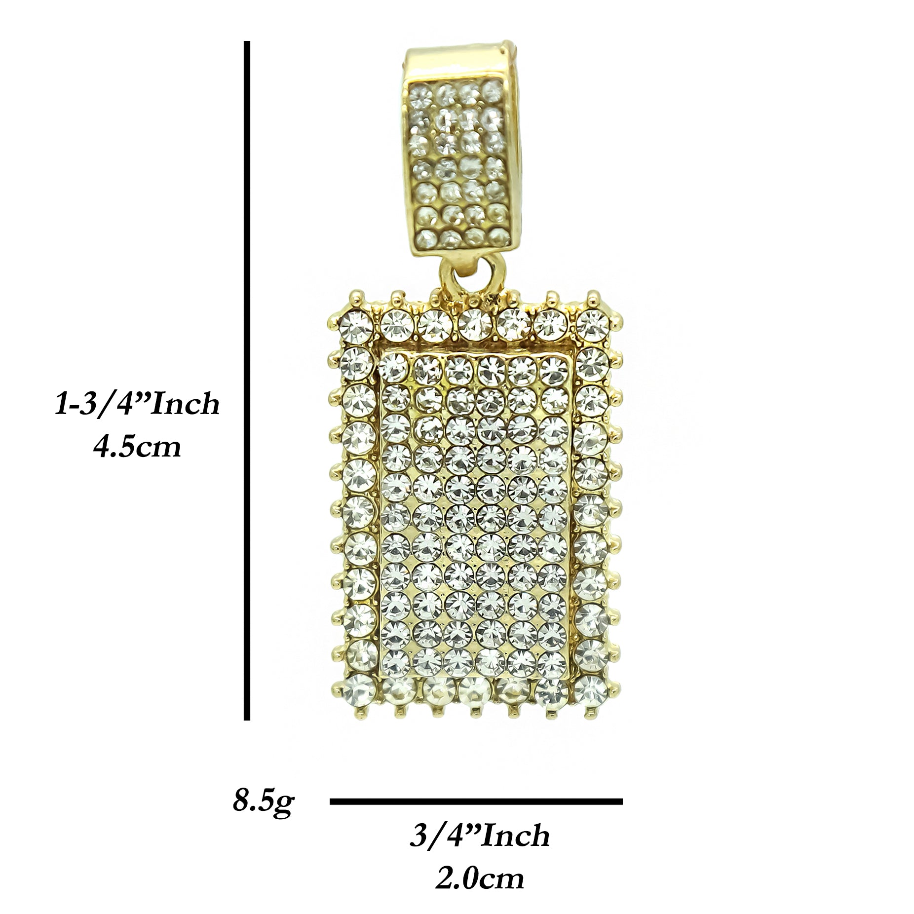 Hip Hop Iced Lab Diamond 18k Gold Plated Prong Set Dog Tag Charm Pendant
