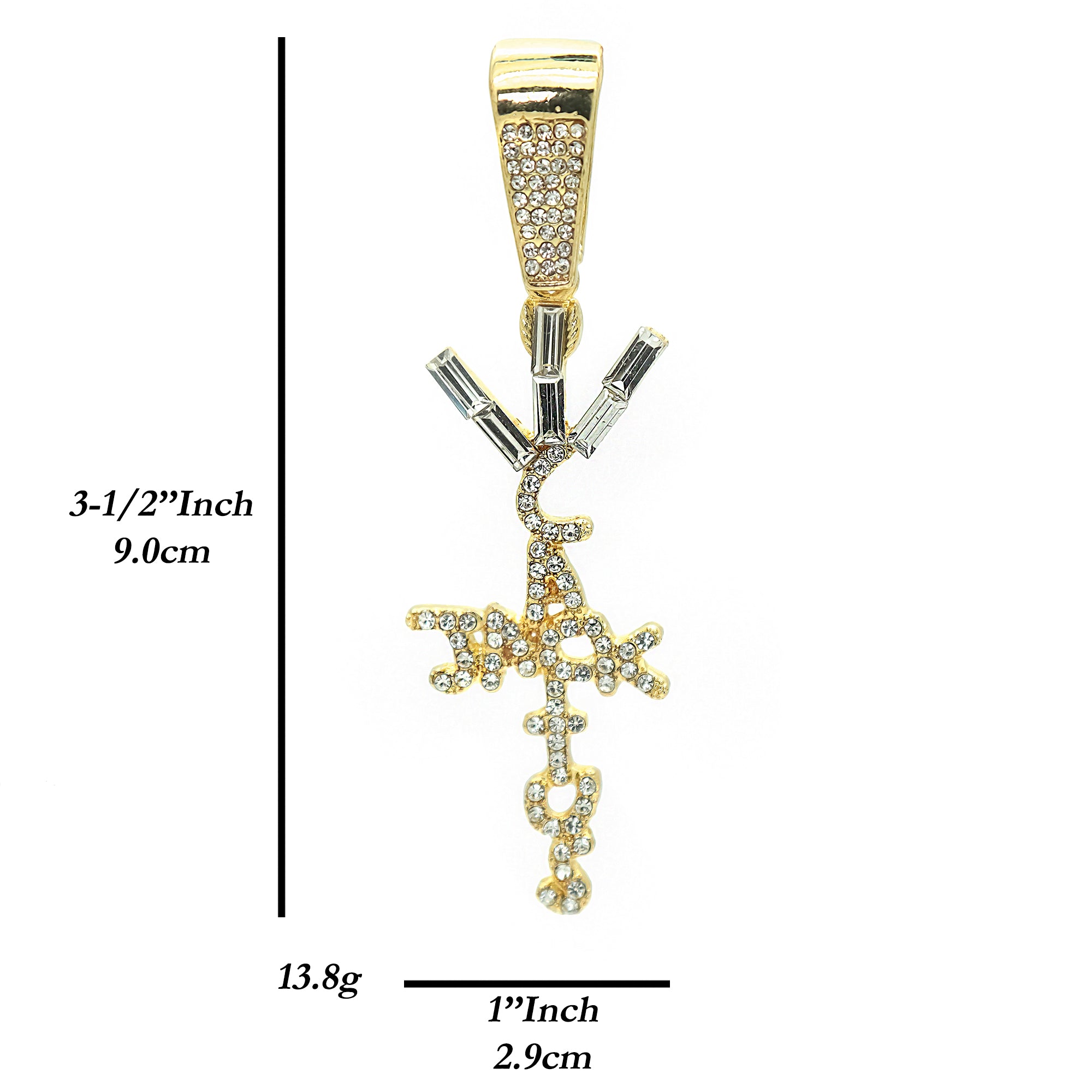 Hip Hop Iced Lab Diamond 18k Gold Plated Jack Cross Charm Pendant