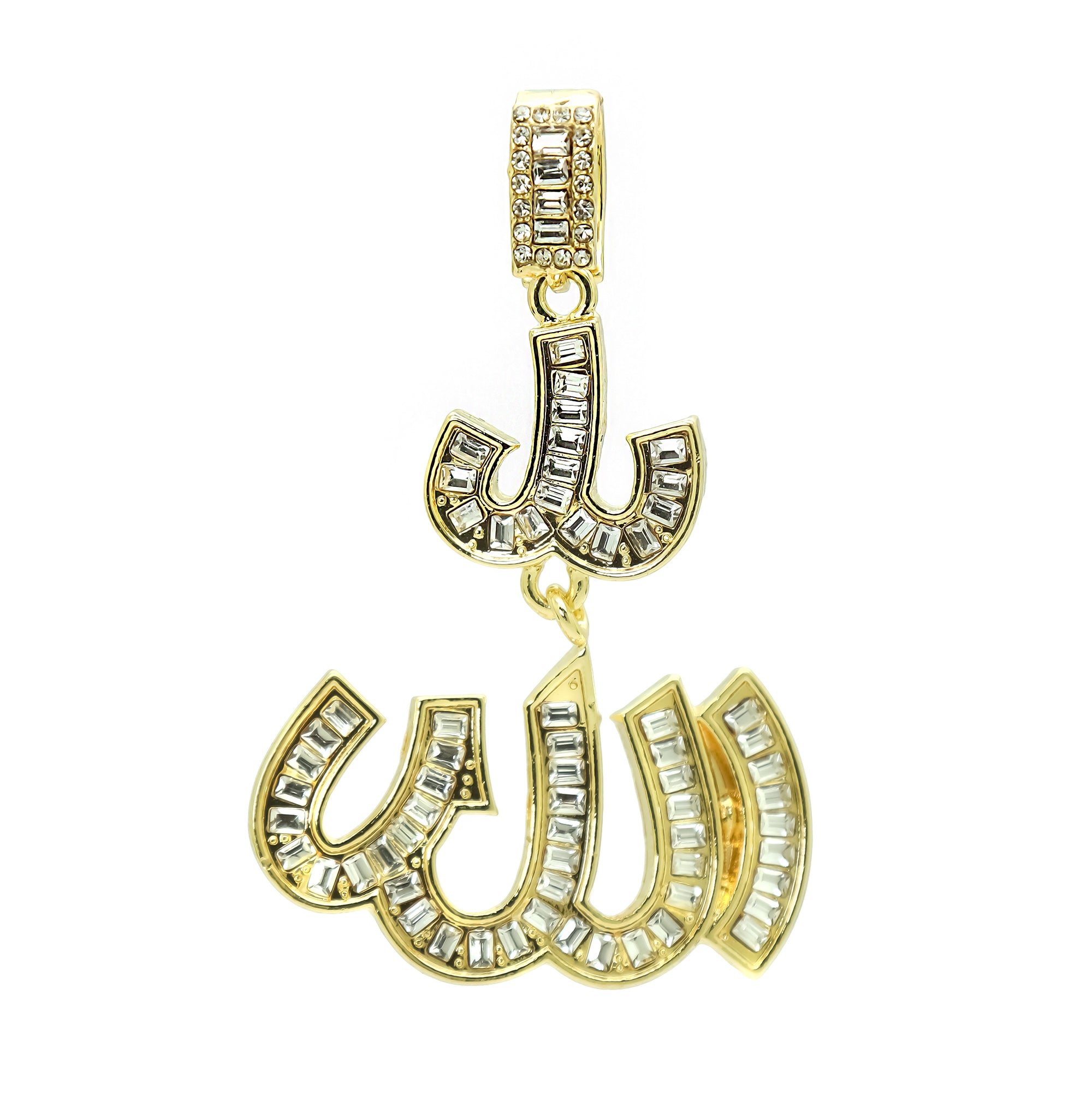 Hip Hop Iced Lab Diamond 18k Gold Plated Allah Charm Pendant