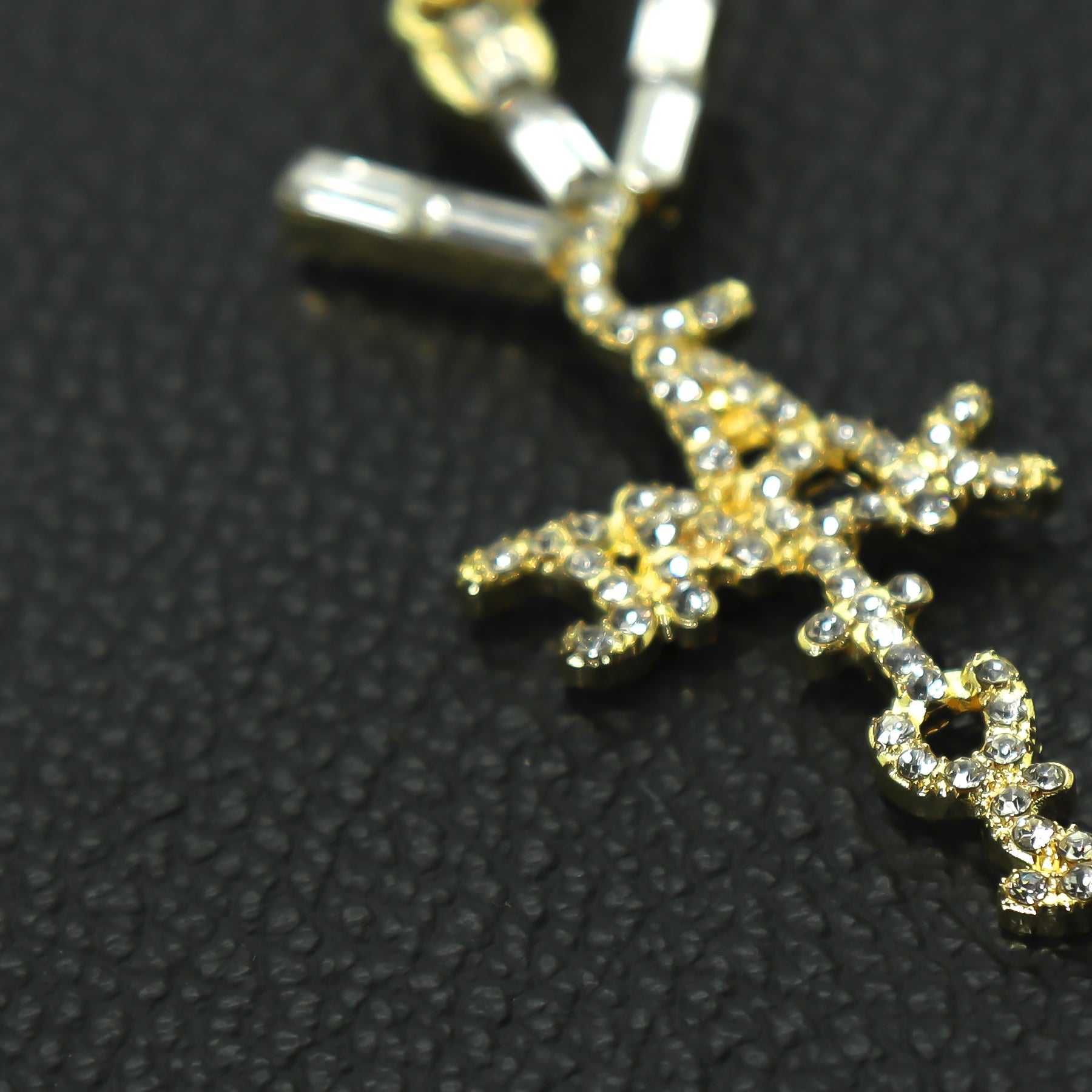 Hip Hop Iced Lab Diamond 18k Gold Plated Jack Cross Charm Pendant