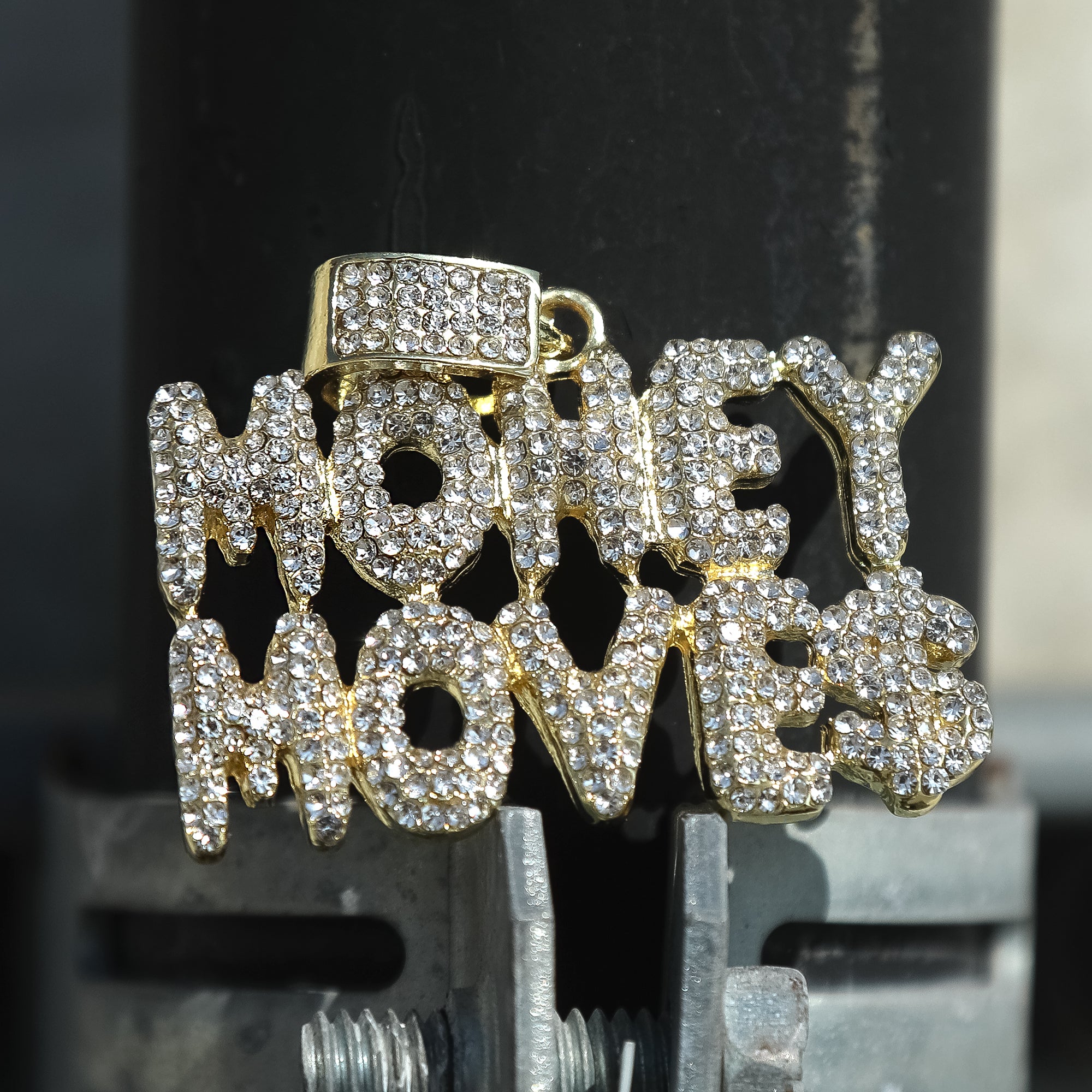 Copy of Hip Hop Iced Lab Diamond 18k Gold Plated Money Moves Charm Pendant