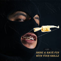 Ak-47 Two Single Tooth 18k Gold Plated