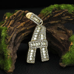 Initial Alphabet Letter Lab Baguette Cz Diamond Cut Pendant 4mm 20" FIGARO CHAIN Hip Hop Necklace