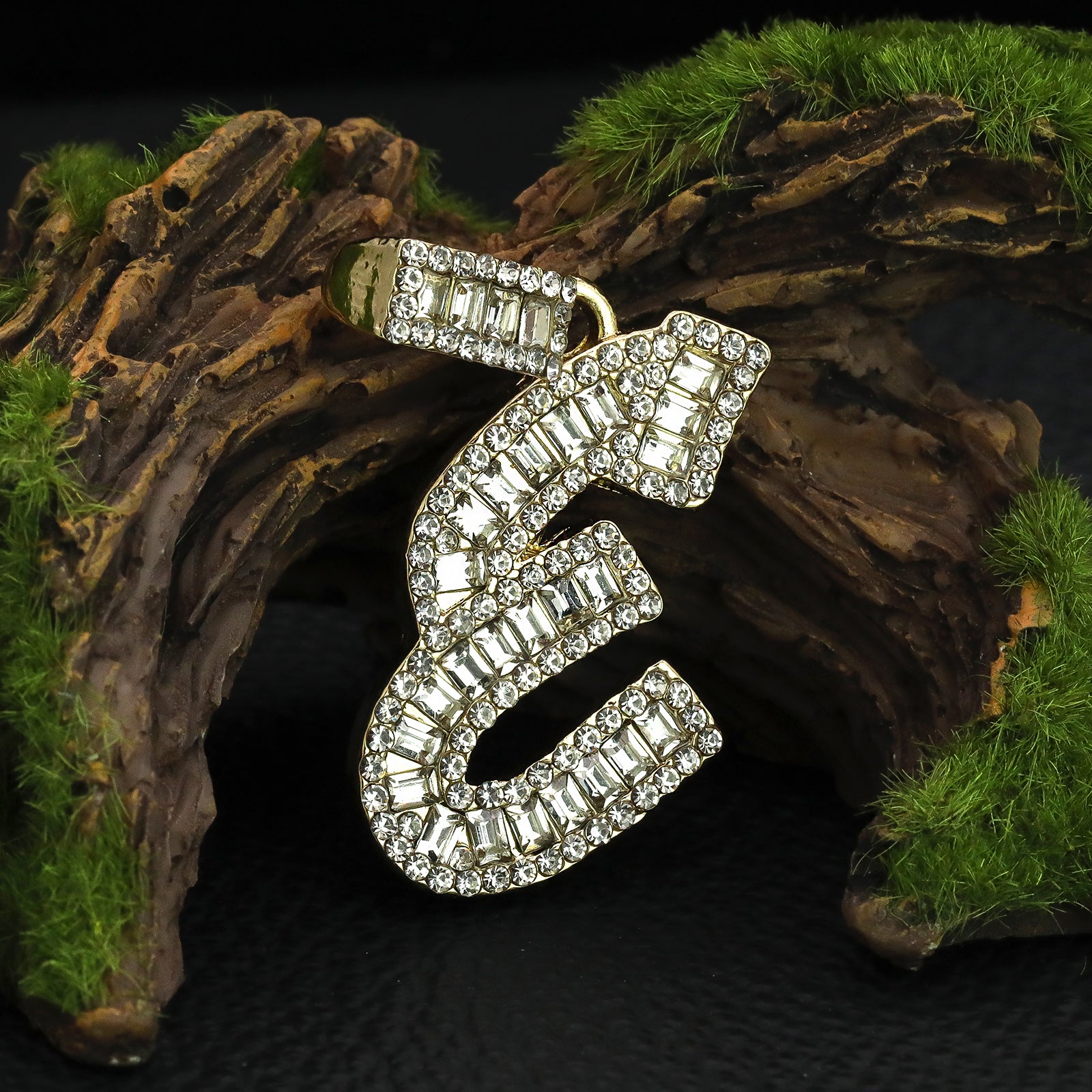 Initial Alphabet Baguette Letter Lab Diamond Cut Pendant 20"Figaro Chain Hip Hop Necklace