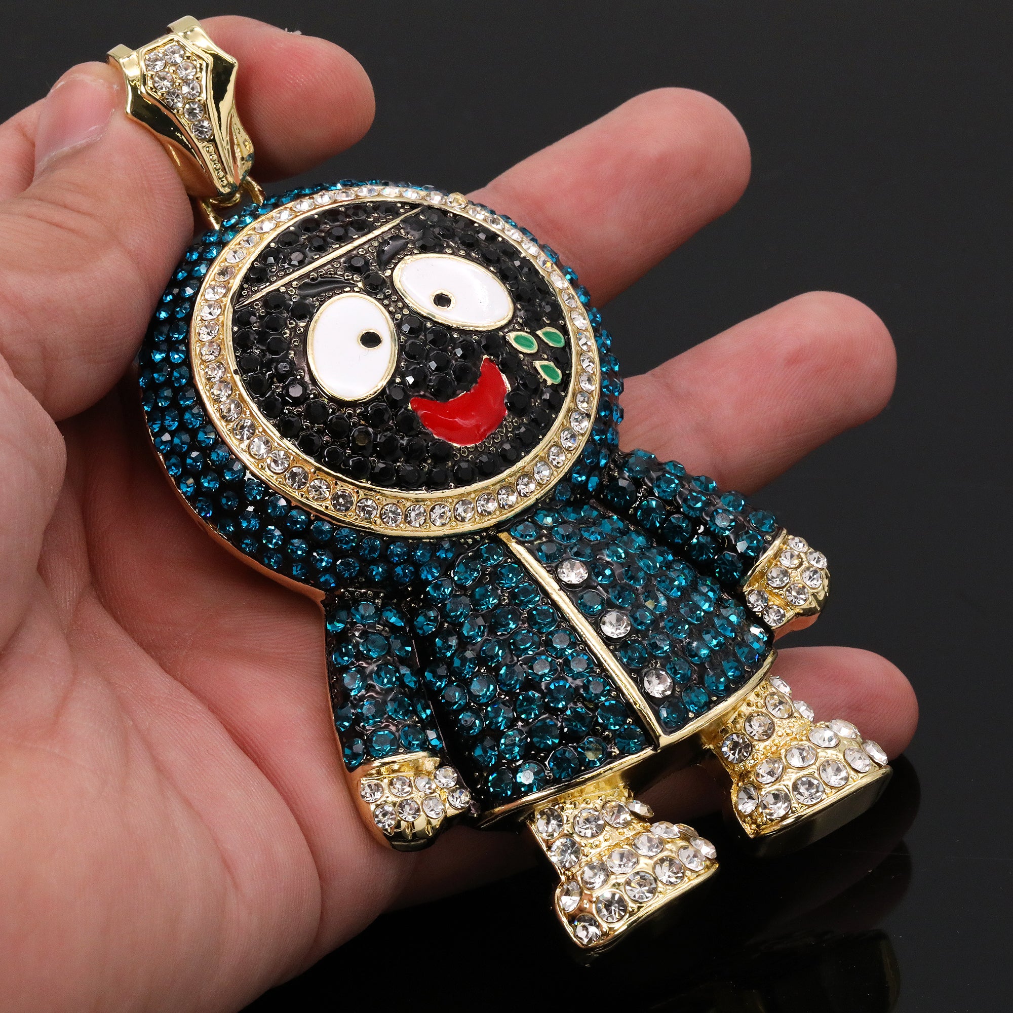 Hip Hop Fully Iced Large Gold Plated Brick Squad Eskimo Pendant & Cuban Chain Necklace – 18 - 24"