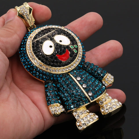 Hip Hop Fully Iced Large Gold Plated Brick Squad Eskimo Pendant & Cuban Chain Necklace –  18 - 24"