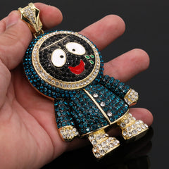 Hip Hop Fully Iced Large Gold Plated Brick Squad Eskimo Pendant & Cuban Chain Necklace –  18 - 24"